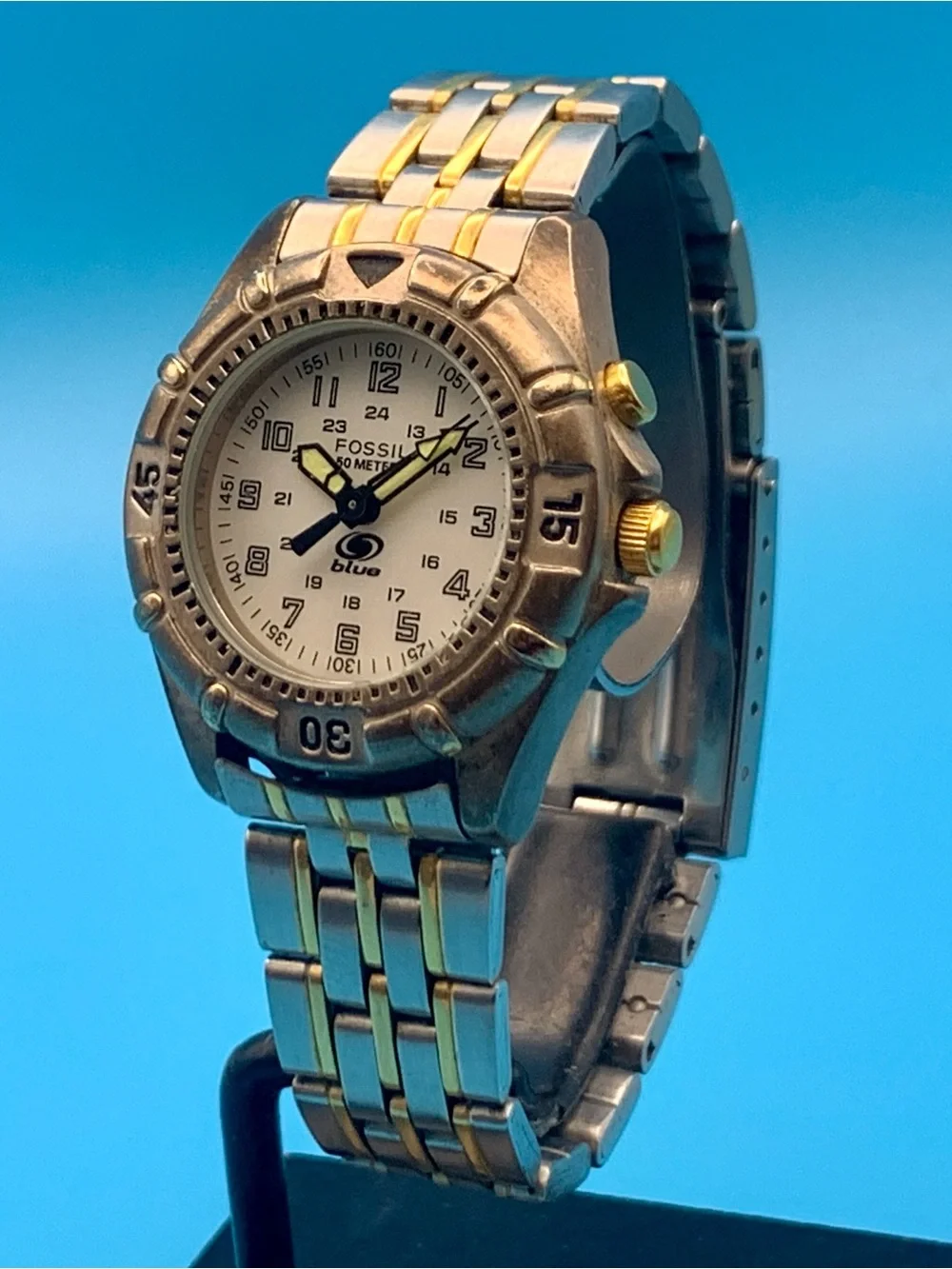 FOSSIL BLUE STARMASTER LU-2531 Women’s Vintage Watch Backlight Works New Battery